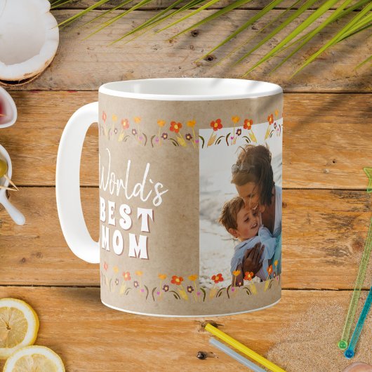 Blume der besten Mama der Welt Rustikales Foto Kaffeetasse