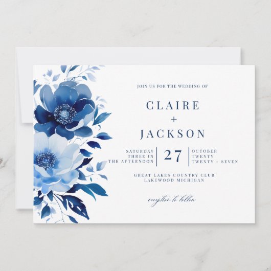 Blume der Blauen Hochzeit Einladung (Vorderseite)