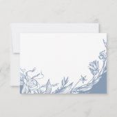 Blume der blauen Linie RSVP Karte (Rückseite)