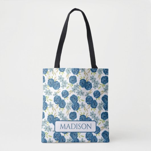 Blume der blauen Rose Tasche (Vorderseite)