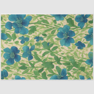 Blume der blauen Wildblume Vintages Ephemomuster Seidenpapier