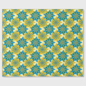 Blume der Blue und Gold-Sternexplosion Geschenkpapier (Flach)