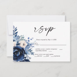 Blume der Blue Wedding RSVP-Karte RSVP Karte