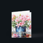 Blume der Blüte Karte<br><div class="desc">Diese super einzigartige Geburtstagskarte zeigt einige blühende Lilienblütenlilienblüten in einem Metallanhänger. Bitte passen Sie alle verfügbaren Optionen nach Ihren Wünschen an.</div>