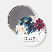 Blume der Burgund-Marine-Wasserfarbe Danke Magnet (Vorderseite/Rückseite)