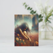 Blume der doppelten Exposition, die von einer Frau Postkarte (Stehend Vorderseite)