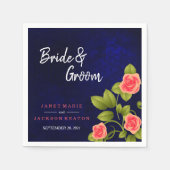 Blume der dunkelblauen und korallenfarbenen Rose Serviette (Vorderseite)