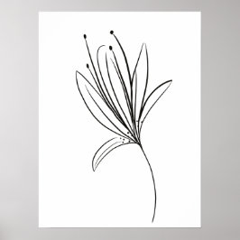Blume der einfachen Lippenlinie Schwarz-weiß Poster