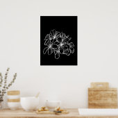 Blume der einfachen Minimal Floral Line Schwarz-we Poster (Küche)