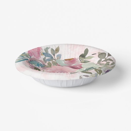 Blume der Farbe Grün und Rosa Pappteller (Gewinkelt)