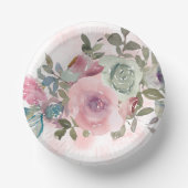 Blume der Farbe Grün und Rosa Pappteller (Vorderseite)