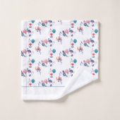 Blume der farbenfrohen Folk Art Monogram Badhandtuch Set (Waschlappen)