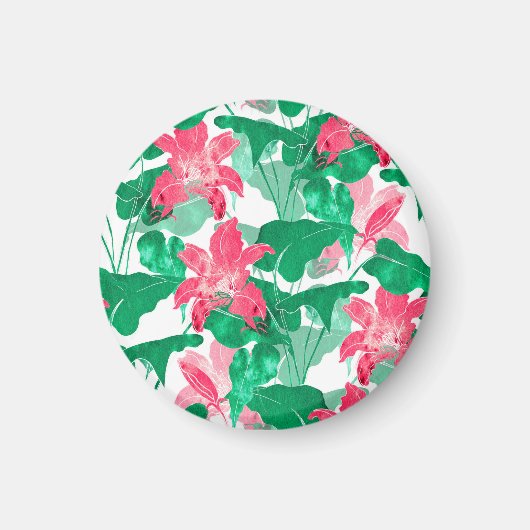 Blume der farbenfrohen Natur Blätter Muster Magnet (Vorne)