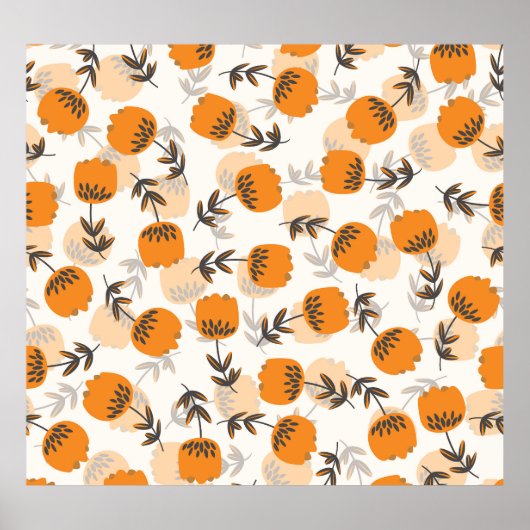 Blume der Folkkunst skandinavischer Stil Poster (Vorne)