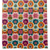 Blume der Folklore Retro Blumenmuster Duschvorhang (Vorderseite)