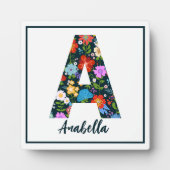 Blume der Folklorekunst Monogramm Letter A Tableto Fotoplatte (Vorderseite)