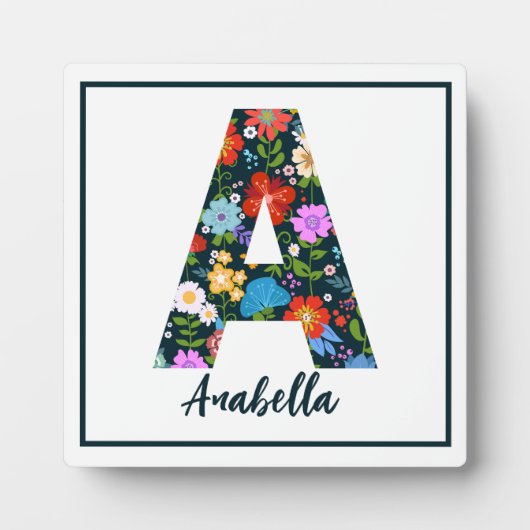 Blume der Folklorekunst Monogramm Letter A Tableto Fotoplatte (Vorderseite)