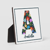 Blume der Folklorekunst Monogramm Letter A Tableto Fotoplatte (Vorderseite)