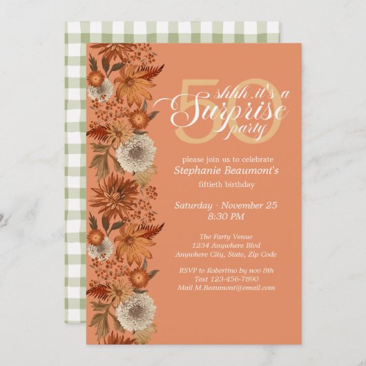 Blume der Frau im Herbst 50. Geburtstag Einladung (Vorne/Hinten)