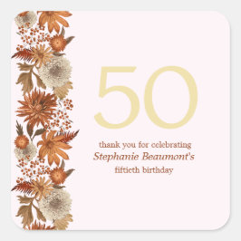 Blume der Frau im Herbst 50. Geburtstag Quadratischer Aufkleber
