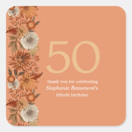 Blume der Frau im Herbst 50. Geburtstag Quadratischer Aufkleber