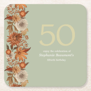Blume der Frau im Herbst 50. Geburtstag Rechteckiger Pappuntersetzer