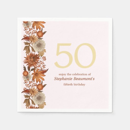 Blume der Frau im Herbst 50. Geburtstag Serviette (Vorderseite)