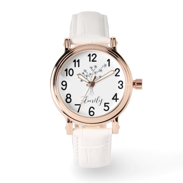 Blume der Geburt - Personalisierte Blume der Gebur Armbanduhr (Vorderseite)