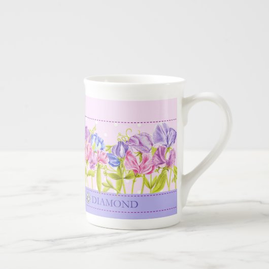 Blume der Geburt und Gem April Knochen China Tasse (Rechts)