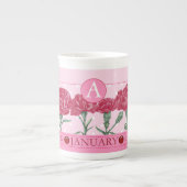 Blume der Geburt und Gem Januar Knochen China Tass Porzellantasse (Vorderseite)