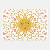 Blume der geometrischen Sonnen Reben Rosa Grün Geschenkpapier Set (Vorderseite)