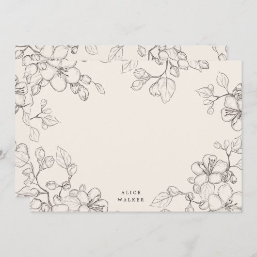 Blume der gezeichneten Kirsche danke Mitteilungskarte (Vorne/Hinten)