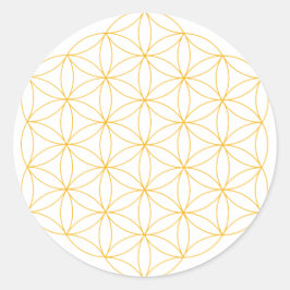 Blume der Gold-Line von Life Runder Aufkleber