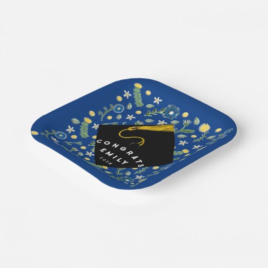 Blume der Graduierungspartei Papier Teller (Gewinkelt)