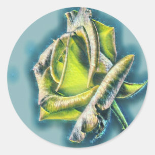 Blume der grünen Rose Runder Aufkleber
