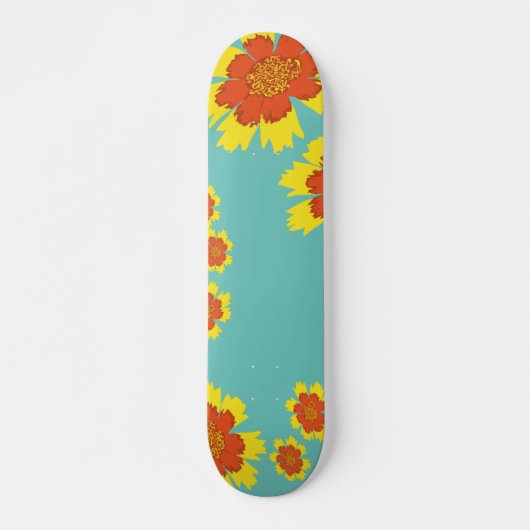 Blume der gürtelförmigen Coreopse Gelb und Orange Skateboard (Vorne)