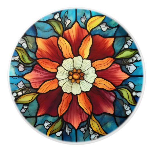 Blume der Hartglasfarbe Keramikknauf (Vorderseite)