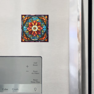 Blume der Hartglasfarbe Magnet