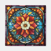 Blume der Hartglasfarbe Magnet (Vorne)