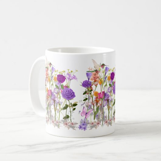 Blume der Herz-Tasse Kaffeetasse (Vorderseite Links)