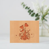 Blume der Herzen in Holzdesign Postkarte (Stehend Vorderseite)
