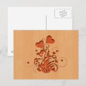 Blume der Herzen in Holzdesign Postkarte (Vorne/Hinten)
