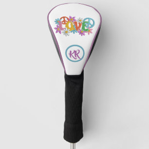 Blume der Hippie-Friedenszeichen-Liebe Mit Monogra Golf Headcover
