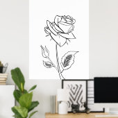 Blume der hübschen Rose Zeichne Poster (Heimbüro)