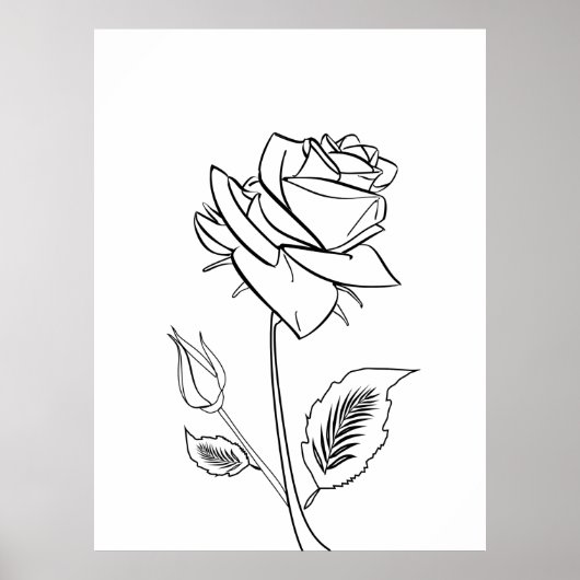 Blume der hübschen Rose Zeichne Poster (Vorne)