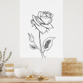 Blume der hübschen Rose Zeichne Poster (Küche)