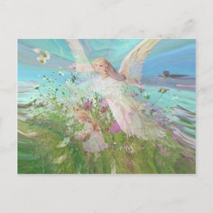 Blume der Kinderarbeit in einem Feld. Postkarte