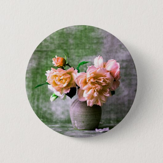 Blume der Koralle in Grauvase Pink Orange Button (Vorderseite)
