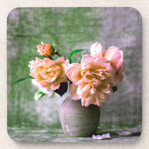 Blume der Koralle in Grauvase Pink Orange Getränkeuntersetzer