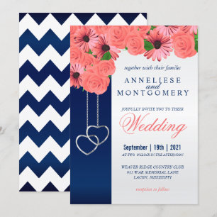 Blume der Korallen und Einladung von Navy Blue